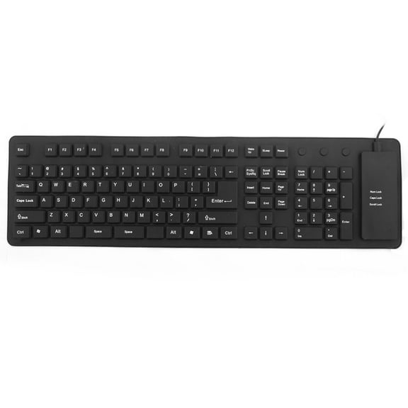Unique BargainsFoldable Flexible 109 Keys USB Wired Roll up Silicone Keyboard Black for Laptop