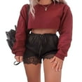 thumbnail image 1 of Women Sweater Long Sleeve Solid Color/Striped Crop Loose Pullover  Neck Top, 1 of 4