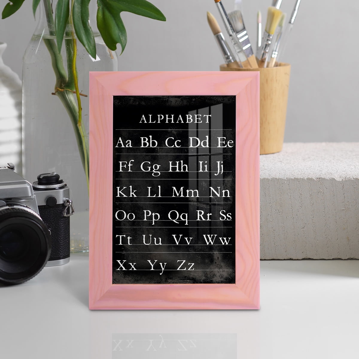 Alphabet Chart - Framed Print w/glass - Sunset Pink