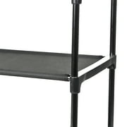 Mainstays 4-Shelf Closet Organizer with 2 Fabric Bins, Black, Metal Frame