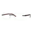 thumbnail image 4 of Luxury Light Weight Rimless Spring Hinge Narrow Rectangle Reading Glasses Brown +1.0, 4 of 7