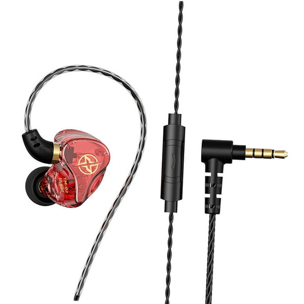 Auricular con cable Auriculares con cable en oreja 9D Estéreo envolvente HD de diafragma compuesto Oreja colgante con micrófono 10 mm de diámetro para jue - rojo rojo Magideal Auricular con cable