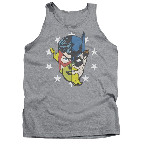 JLA Justice League Face Off Adult Tank Top Athletic Heather