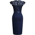 thumbnail image 3 of Wdgfv Women's Elegant Floral Lace Ruffle Design Cap Sleeve Party Dress Blue S, 3 of 8