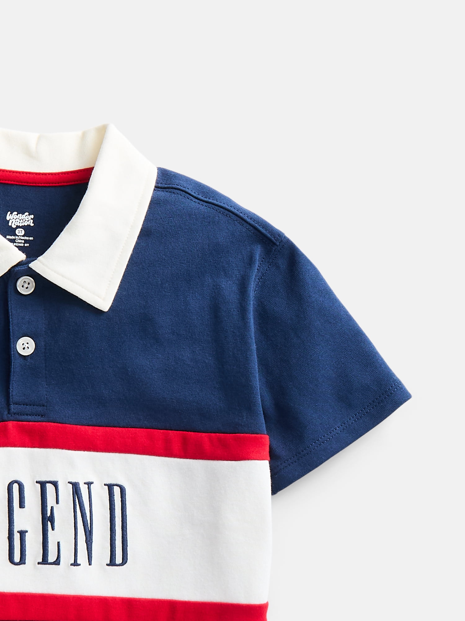 Wonder Nation Toddler Boys Rugby Polo Shirt with Short Sleeves, Sizes 12M-5T