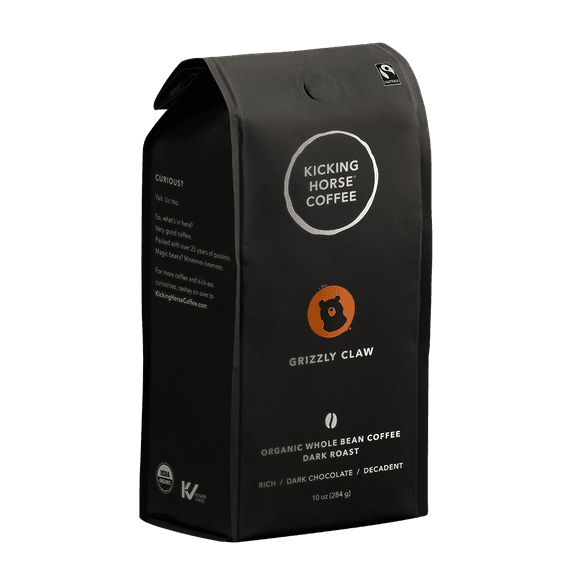 Pack of 6, Kicking Horse Grizzly Claw Dark Roast Whole Bean Coffee, 10 oz