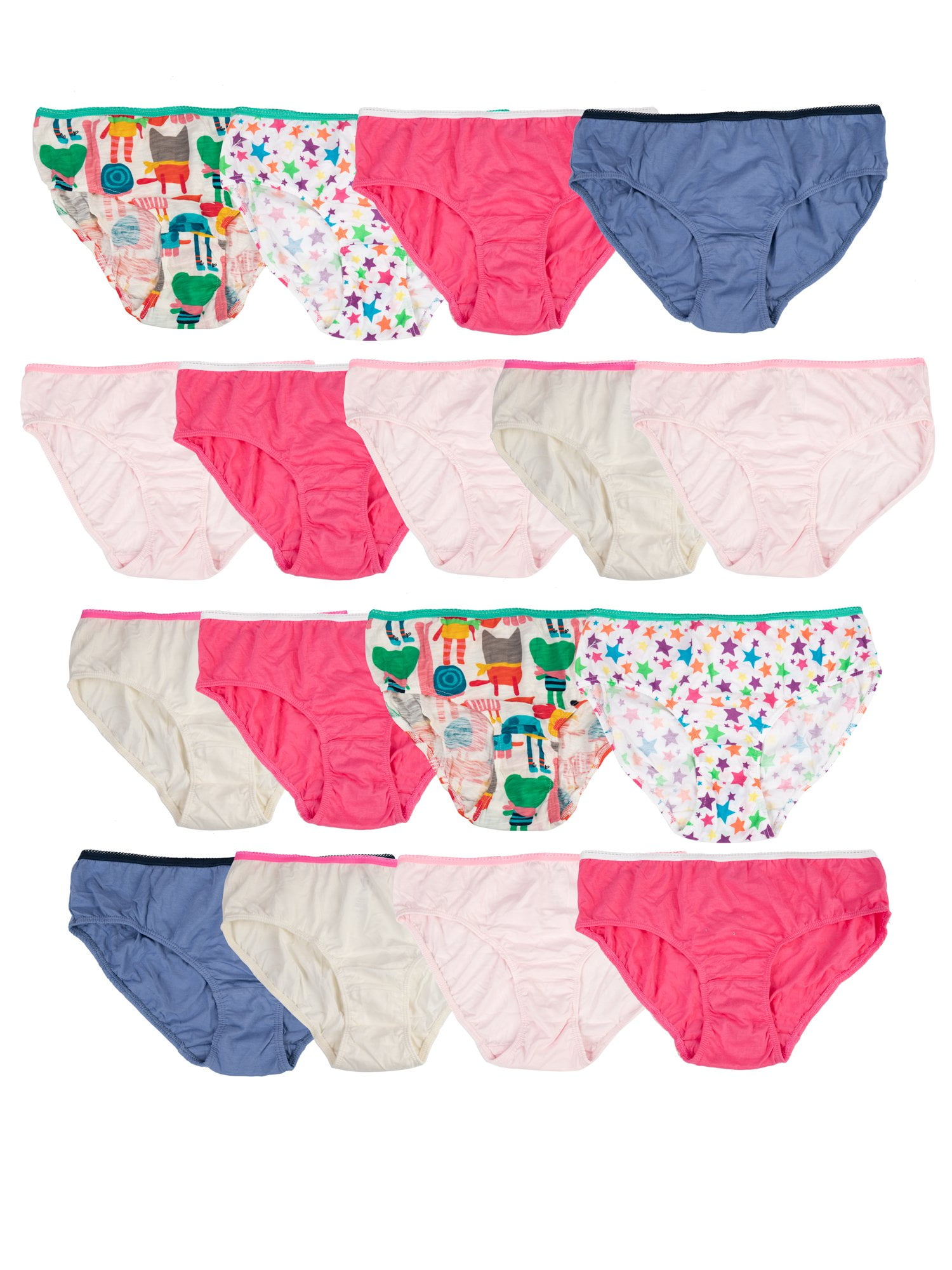 Girl's Trim 100% Cotton Panties Briefs, 14 Pack Assorted Colors and Styles - Walmart.com