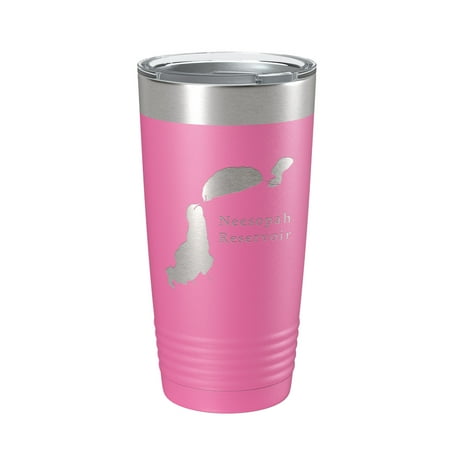 

Neesopah Reservoir Tumbler Lake Map Travel Mug Insulated Laser Engraved Coffee Cup Colorado 20 oz Pink