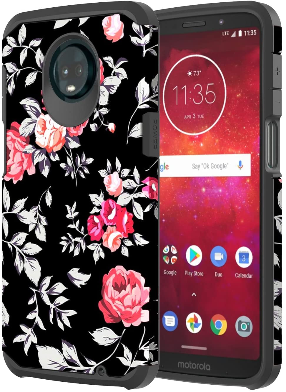 Moto Z3 Case, Moto Z3 Play Case, Rosebono Slim Hybrid Shockproof Hard