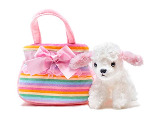 Poodle~Shimmering Handbag~Pink~Soft Toy~Fancy Pal 8" Pet carrier~Aurora13059~NEW 