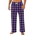 thumbnail image 2 of Men's Pajama Bottoms Plaid Pajamas Pants for Men Soft Long Lounge Woven Pj Sleep Pant with Pockets Purple 3XL, 2 of 5
