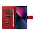thumbnail image 5 of Designed for iPhone 14 Case Wallet, Men Women Flip Folio Cover with PU Leather Stand Credit Card Holders Slots Wrist Strap Magnetic Clasp Phone Case for iPhone 14, Red, 5 of 11