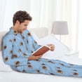thumbnail image 6 of Fotbe Brown French Bulldog Pattern Long Sleeve Pajama Set for Men,Sleepwear Set,2-piece Loungewear Set,Soft PJs Comfy Nightwear with Pockets-Small, 6 of 7