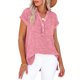 thumbnail image 3 of Eres Más Que una Camisa de Puntuación de Prueba Estilo Casual de Manga Corta de las Mujeres V Cuello Blusa Superior, Camisas de Manga Corta para las Mujeres Pullover de Botón Casual, 3 of 5