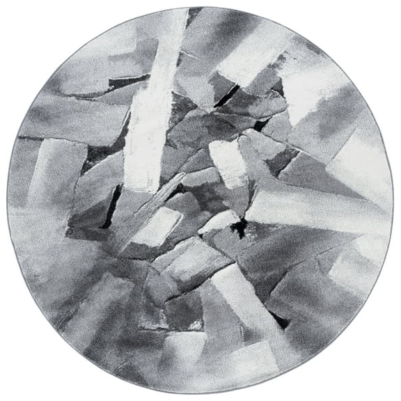 SAFAVIEH Porcello Harding Geometric Area Rug, Ivory/Grey, 6'7" x 6'7" Round