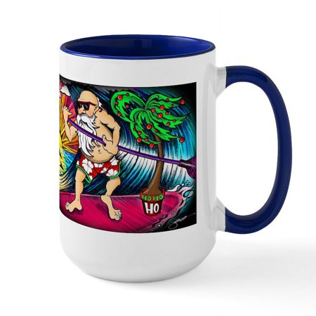 

CafePress - Paddle Surfing Santa Large Mug - 15 oz Ceramic Large Mug
