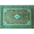 thumbnail image 1 of Ahgly Company Indoor Rectangle Medallion Turquoise Blue Traditional Area Rugs, 2' x 4', 1 of 4