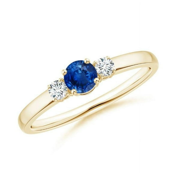 Round Shape Blue Sapphire CZ Diamond Cocktail Band Ring Women 925 Sterling Silver Yellow Gold Plated September Birthstone Engagement Anniversary Gift Gemstone Jewelry