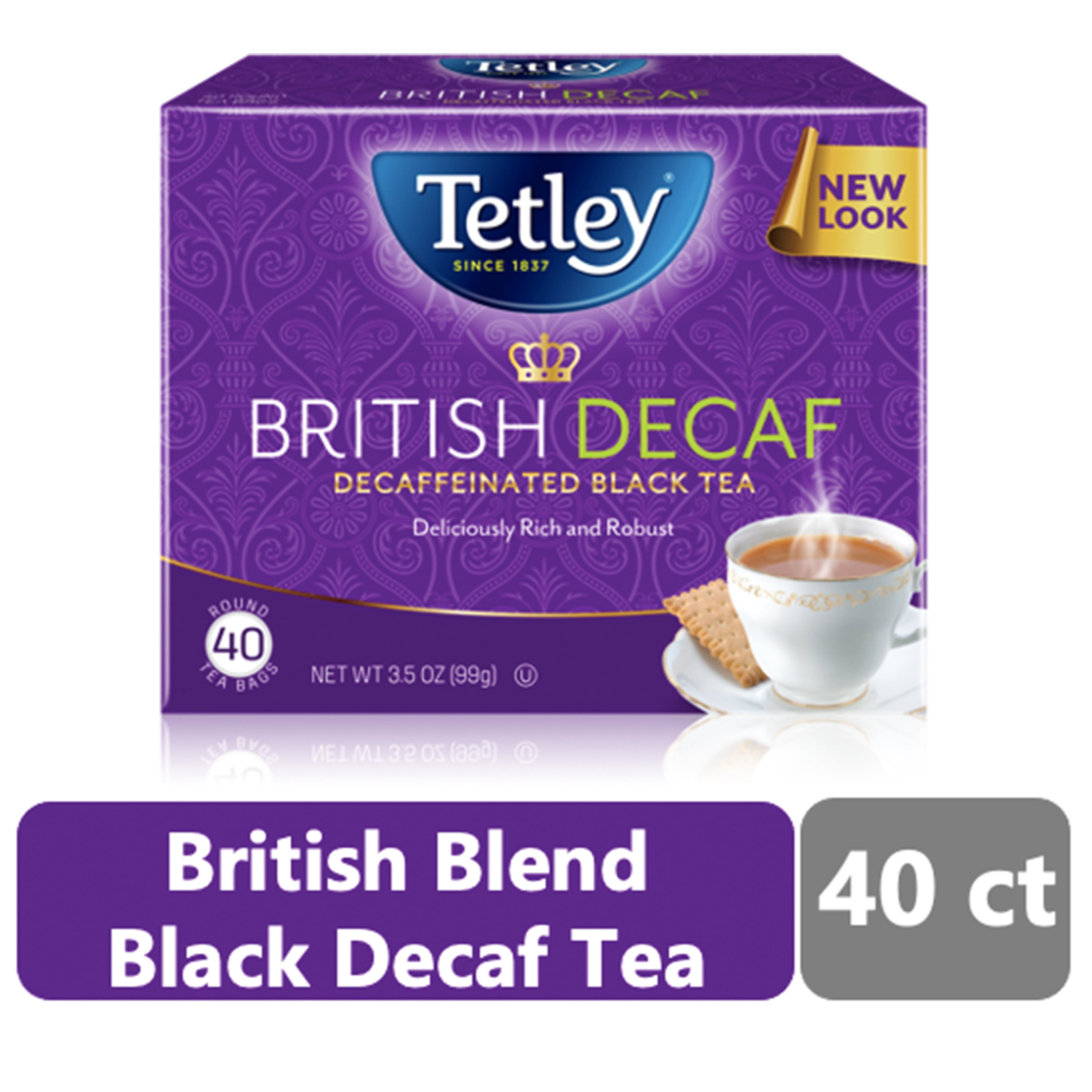 Tetley, British Blends Decaffeinated Black Tea, 40 Count Tea Bags