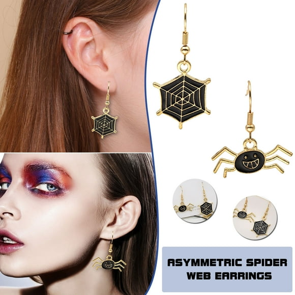 Iumwxz Halloween Asymmetric Spider Earrings, Design Sense Dark Earrings