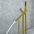 thumbnail image 4 of Brulon Double Handle Floor Mounted Tub Filler with Handshower in Brushed Gold, 4 of 15