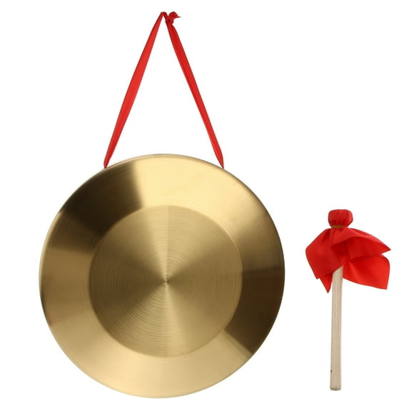 Shisuyan 1 Set of Traditional Percussion Instrument Chinese Gong Hand Gong with Hammer (Red)