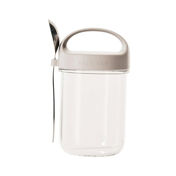 Siruishop Overnight Oats Container Cereal Cup Glass Salad Cup for Yogurt Fruit Pudding gray