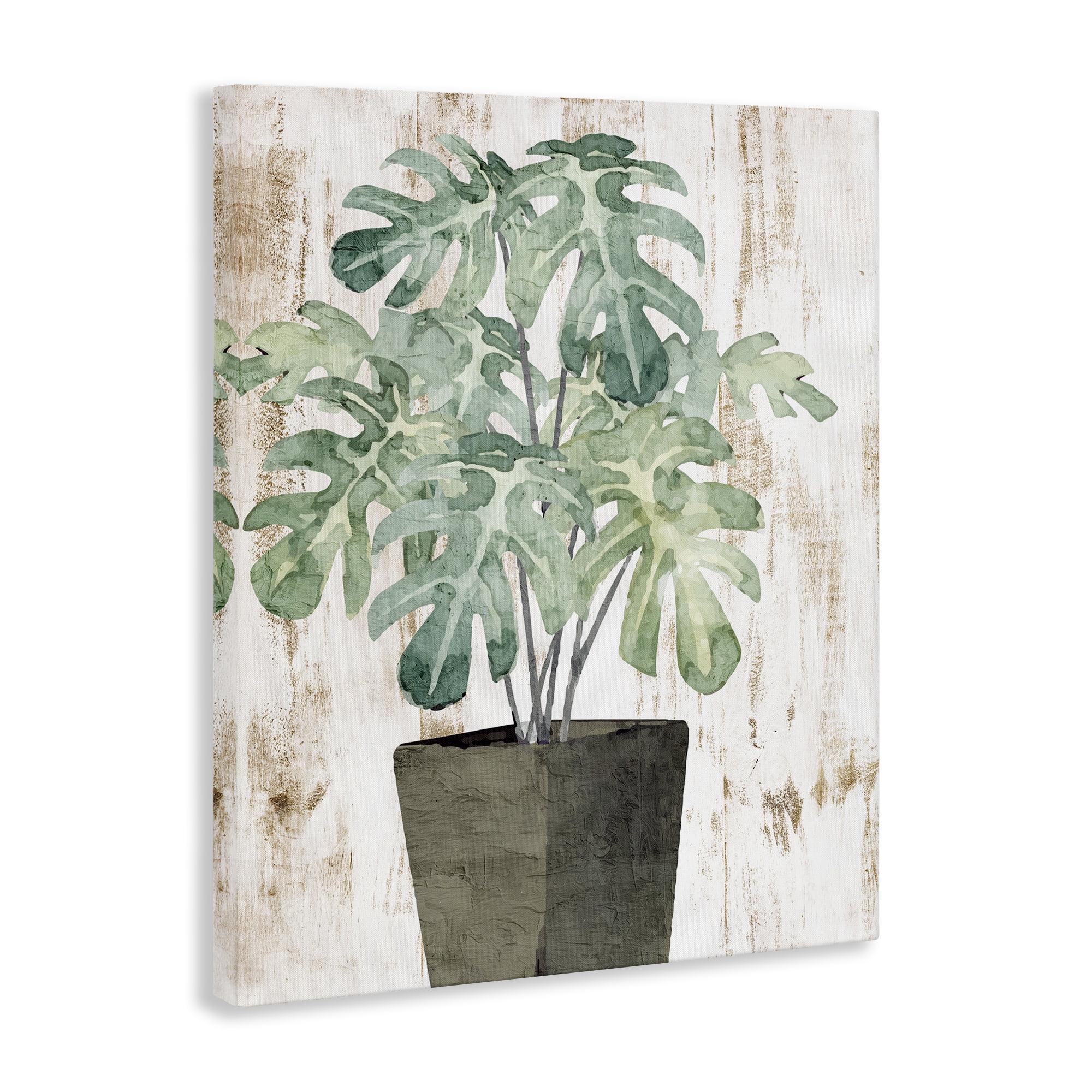 Stupell Industries Flower Pot Greenery Botanical & Floral Painting Gallery Wrapped Canvas Art Print Wall Art, 30 x 40