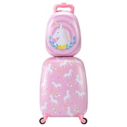 Tobbi 2 PC Kids Carry on Luggage Set, Rolling Suitcase for Children for 3-6 Years Pink