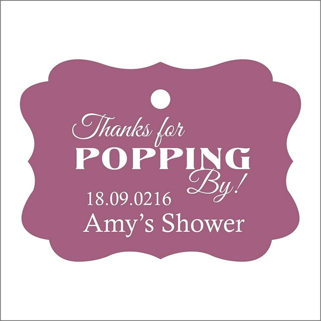 100 PCS Personalized Baby Shower Favors Tags Custom Quote Thank You For Popping By Baby Shower Gift Hang Tags