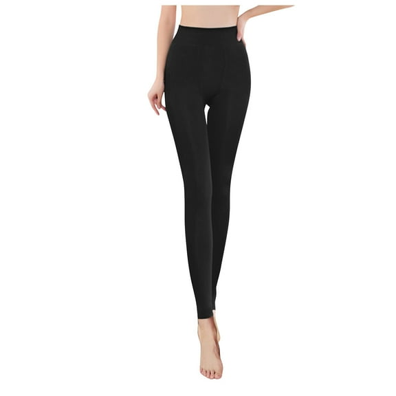 CAICJ98 Womens Fall Fashion 2023 Lined Winter Leggings Women, High Waisted Thermal Warm Yoga Pants with Pockets Black,L