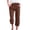 Coffee, variant on Capri Pants for Women Spring Summer Cotton Linen Straight Wide Leg Loose Drawstring Elastic Waist Cropped Trouser Pink 2XL