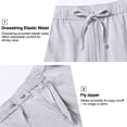 thumbnail image 2 of QPNGRP Men's Linen Shorts Casual Elastic Waist Drawstring Summer Beach Vacation Yoga Shorts with Pockets Light grey S, 2 of 8