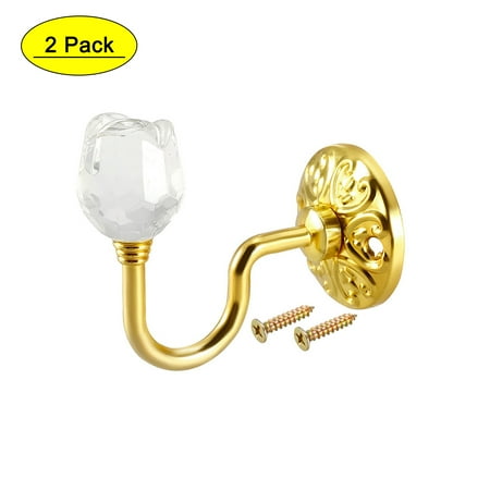 

Decorative Curtain Drapery Holdback with Rose Ball Wall Mounted Hook for Window Gold 80mm X 45mm X 65mm 2pcs