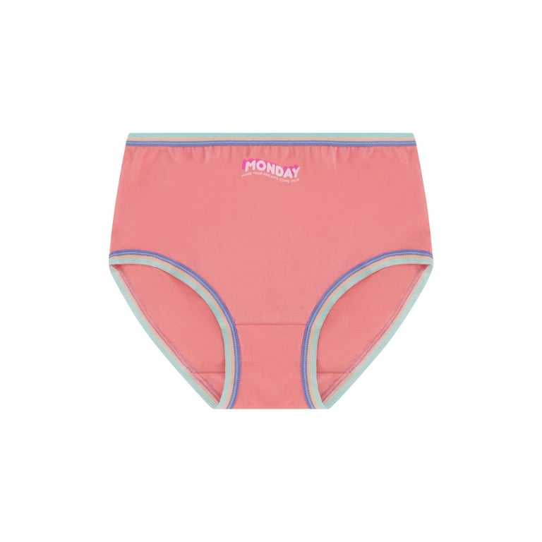 Wonder Nation Girls Brief Underwear, 10 Pack 100% Cotton Panties,  Purple/Striped