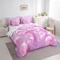 thumbnail image 3 of Feelyou Fashion Cartoon Bow Bedding Comforter Set 7pcs, Fairy Princess Full Bedding Set, 3 of 8