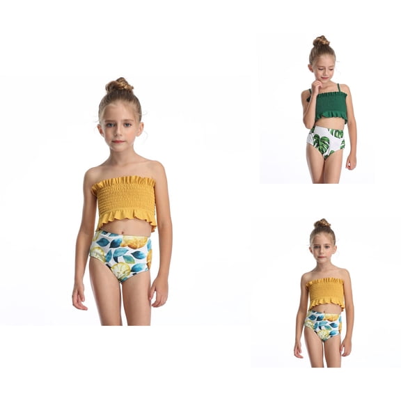 Girls Swimsuit Mommy and Me Swimsuit Mother and Daughter Matching Two Piece Swimsuit Printed Family Vacation Outfits Trendy Beachwear