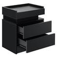 thumbnail image 3 of Hommpa LED Nightstand Set of 2 High Gloss Modern 2 Drawer Bedside End Table Black for Bedroom, 3 of 10