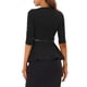 thumbnail image 3 of INSPIRAR CHIC Blusas Peplum para Mujeres de Manga 3/4 con Cinturón Elegante para Trabajo 3XL Negra, 3 of 6