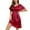Wine, variant on Women's Nightgowns V Neck Short Sleeves Sleepshirt Silk Satin Short Sleepwear Nightdress Nightwear