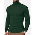 thumbnail image 2 of Green Turtleneck Men Long Sleeve Knitted Shirt Ultra SoftTurtle Neck Sweater James For Men (L), 2 of 7