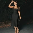 thumbnail image 2 of Women's Halter Slash Neck Lace-up Chest Wrapped Sleeveless Mermaid Dress, Solid Color, 2 of 21