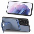 thumbnail image 3 of Case for Samsung Galaxy S21 Plus with Kickstand, Carbon Fiber Texture Wallet Case with Card Holder for Samsung Galaxy S21 Plus Magnetic Car Mount Shockproof Military Grade Protection Cover, Blue, 3 of 10