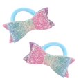 thumbnail image 3 of Ponytail Holders Elastic Hair Bows Multi Color Everyday Outfits Comfortable to Wear for Girls 2Set, 3 of 5