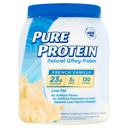 Pure Protein Natural Whey Protein Powder, French Vanilla, 23g Protein, 1.6