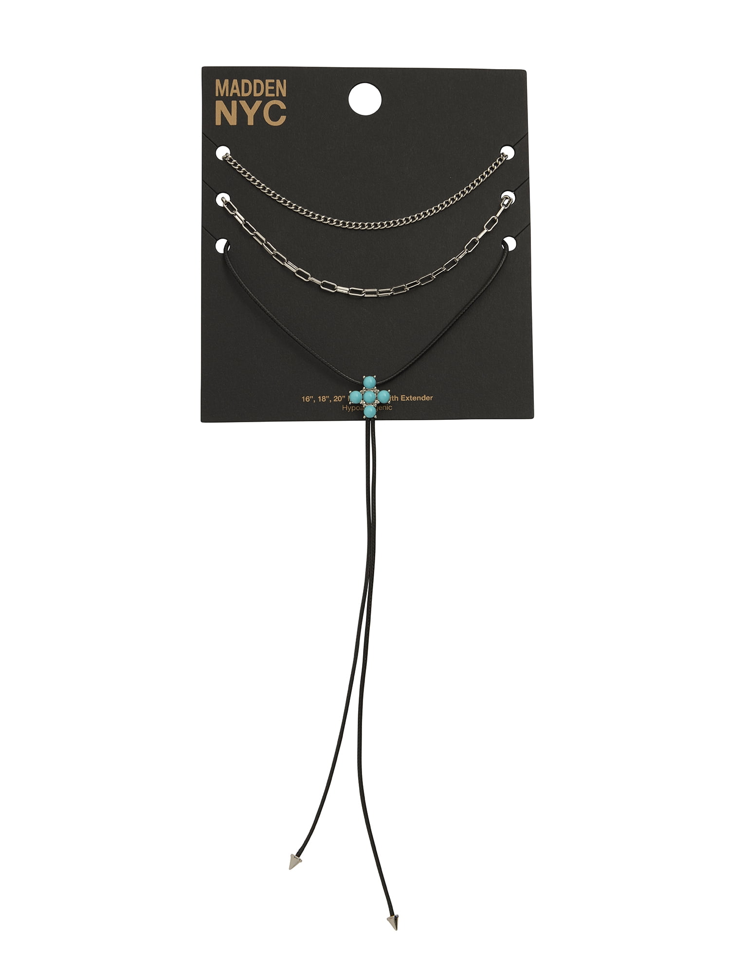 Madden NYC Women's Black Western Stone Bolo Necklace 3-Piece Set