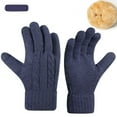 thumbnail image 2 of Moocorvic Men Winter Gloves, Winter Warm Knitted Gloves for Cycling, Running, Outdoor,Biking,Driving,Working(Navy), 2 of 4