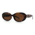 thumbnail image 5 of Womens Mod Fashion Round Oval Classy Beveled Frame Plastic Sunglasses Tortoise - Brown, 5 of 8