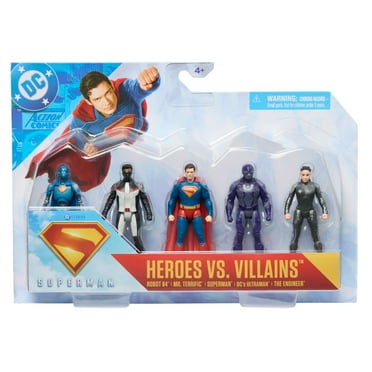 DC Comics SUPERMAN Heroes Vs. Villains 5-Pack, 3-inch Action Figure Playset, for Ages 4 and Up