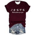 thumbnail image 2 of Trendfront Womens Jesus Letter Print Tee Slogan Stylish Graphic T Shirts Casual Crewneck Short Sleeve Tops Summer Fashion Daily Clothing, 2 of 3